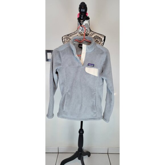 PATAGONIA Snap-T Polartec Fleece Pullover Gray/Pink Pockets Size XS - Picture 2 of 15